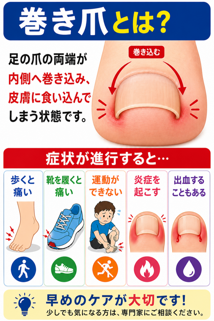 巻き爪とは何か?その症状はを一覧で説明