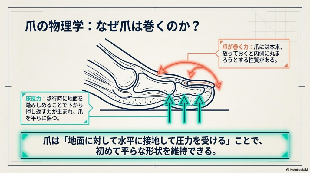 なぜ爪は巻くのか?巻き爪の原因を図解